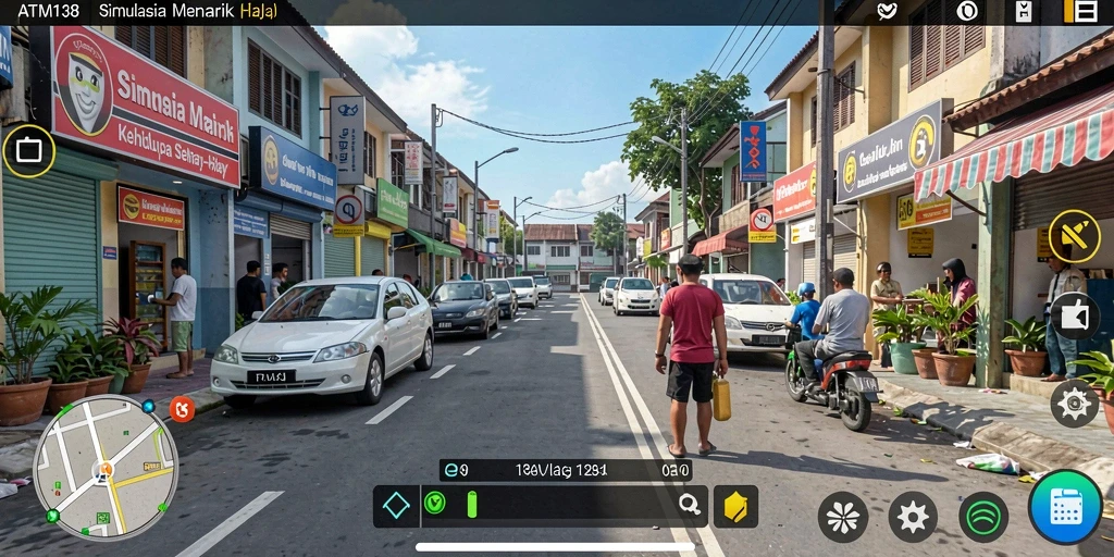 Tampilan gameplay ATM138 menunjukkan interaksi dinamis antar karakter dalam simulasi.
