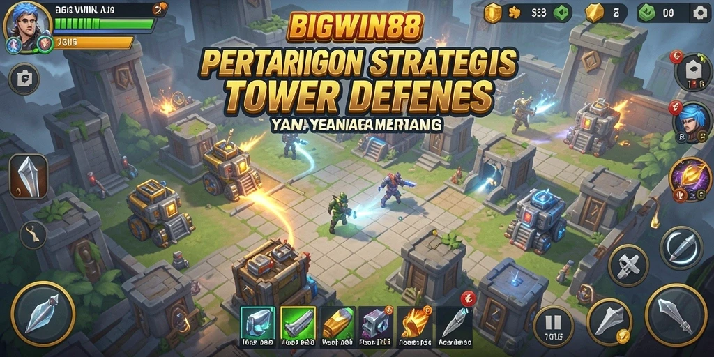 Screenshot gameplay <strong>BIGWIN88</strong> menampilkan aksi seru dalam Tower Defense.