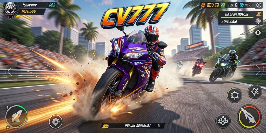 Gameplay balapan motor yang mendebarkan dan penuh aksi.