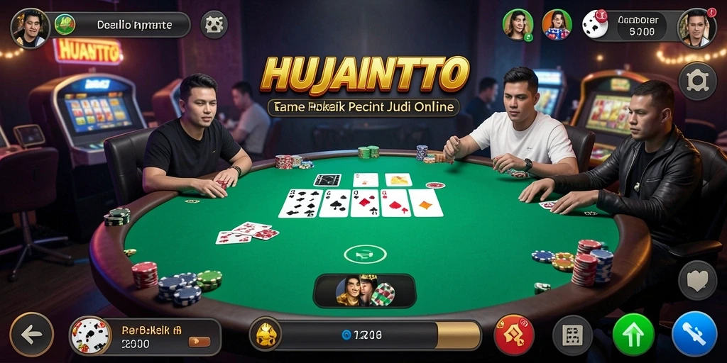Tampilan gameplay HUJANTOTO yang mendebarkan di meja poker.