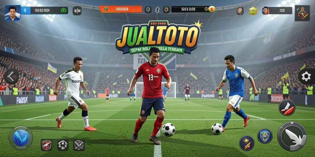 Gameplay seru JUALTOTO dengan aksi sepak bola mendebarkan.