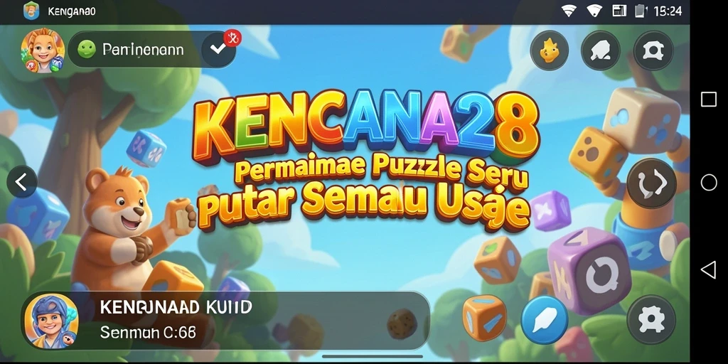Screenshot menampilkan gameplay menantang KENCANA28 dengan berbagai teka-teki.