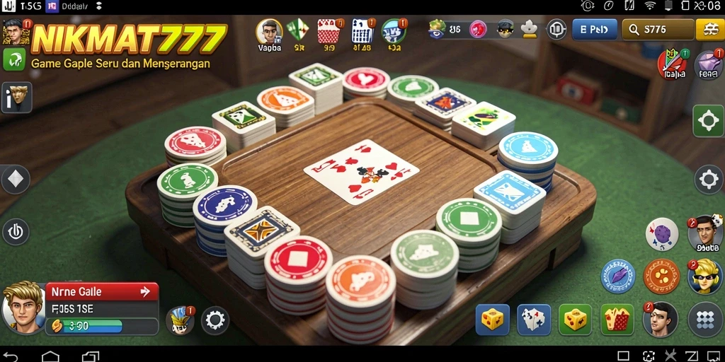 Screenshot utama NIKMAT777 yang menampilkan gameplay Gaple yang seru.