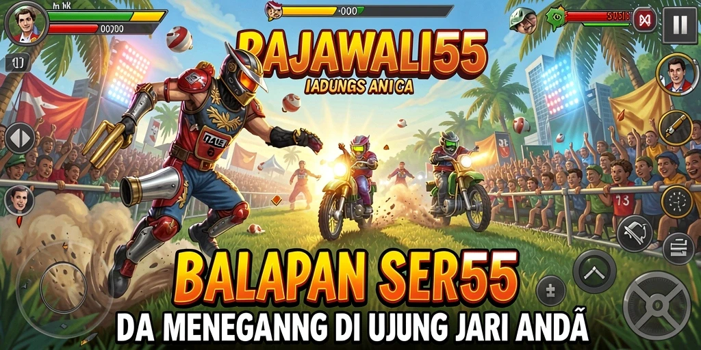 Tampilan seru dari gameplay balapan RAJAWALI55 dengan berbagai mobil.