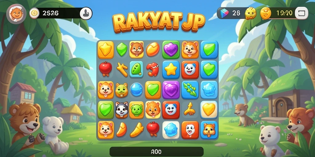 Tampilan rapi dari gameplay RAKYATJP yang penuh warna.
