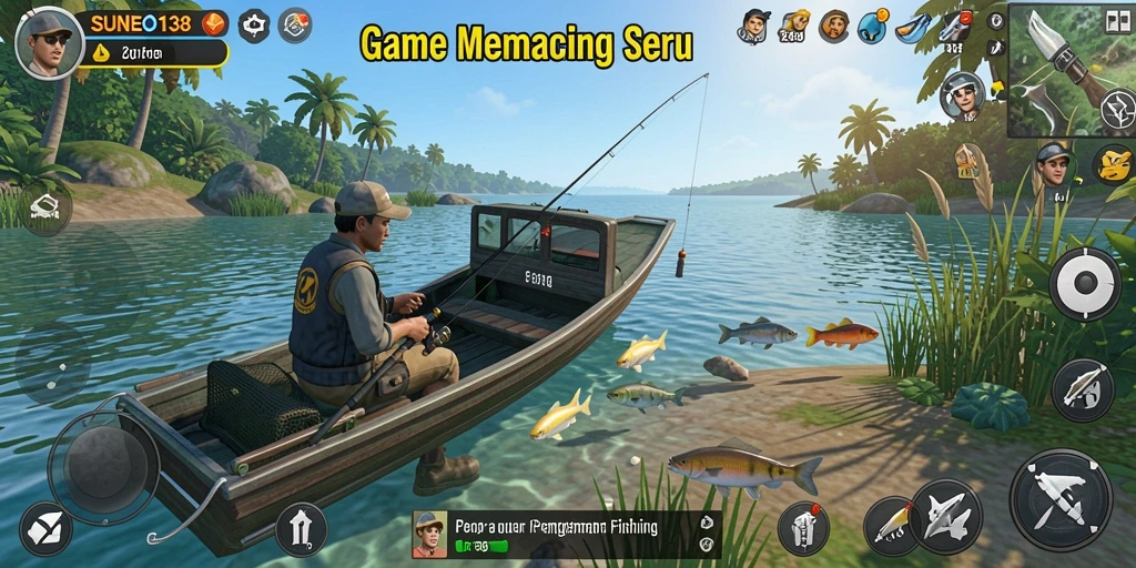 Tampilan gameplay SUNEO138 dengan aksi memancing yang mendebarkan.